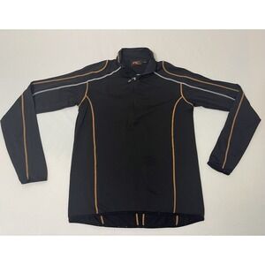 KJUS men's Large  1/2 Zip Performance Technical Pullover Zip Pocket‎ Black